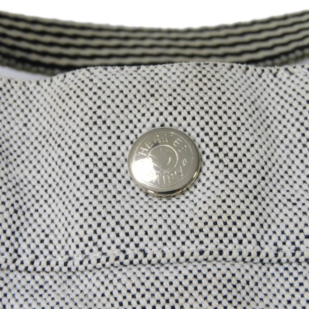 HERMES Tote Bag Cotton canvas Light gray Serie button New Fool Toe MM mens(Unisex)  d