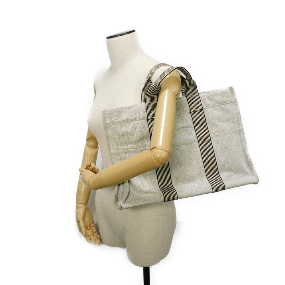 HERMES Tote Bag Cotton canvas Light gray Serie button New Fool Toe MM mens(Unisex)  d