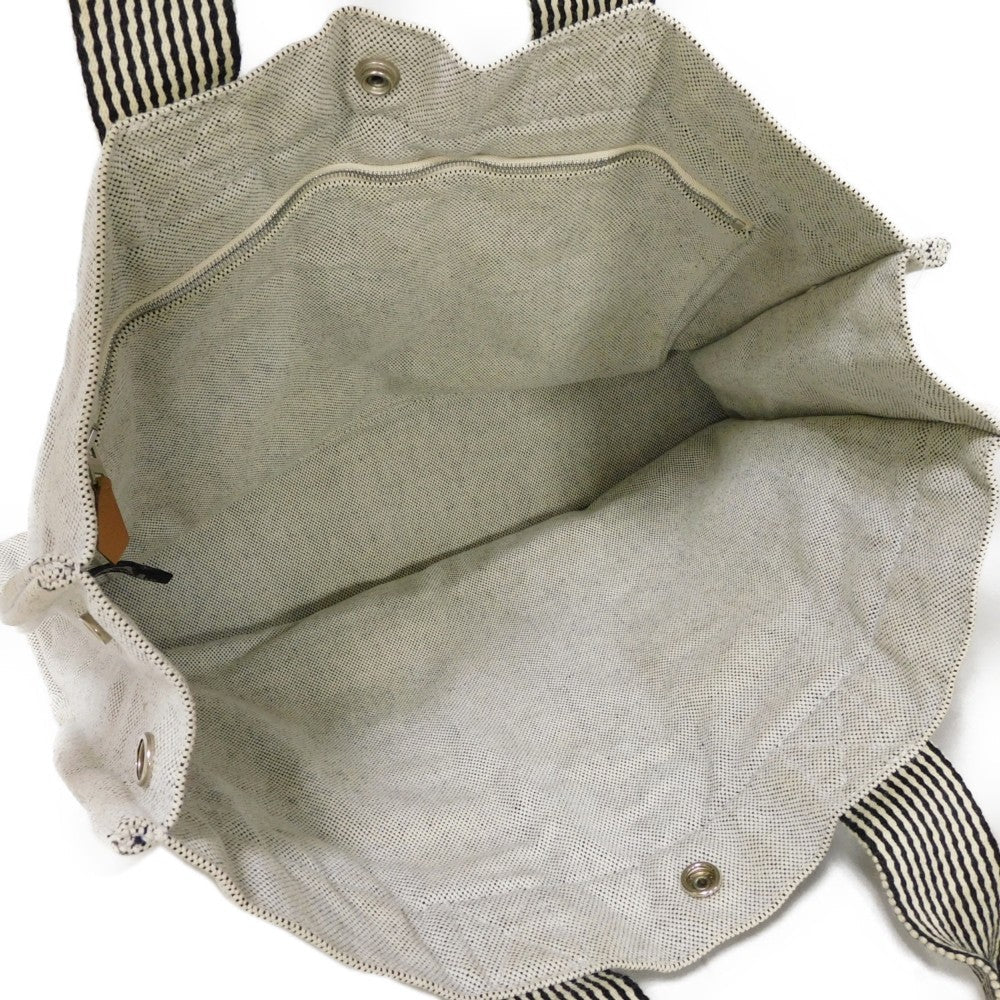 HERMES Tote Bag Cotton canvas Light gray Serie button New Fool Toe MM mens(Unisex)  d