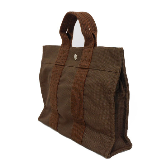 HERMES Tote Bag Nylon canvas (polyamide x polyester) Brown Serie button Her Line PM Tote mens(Unisex)  d
