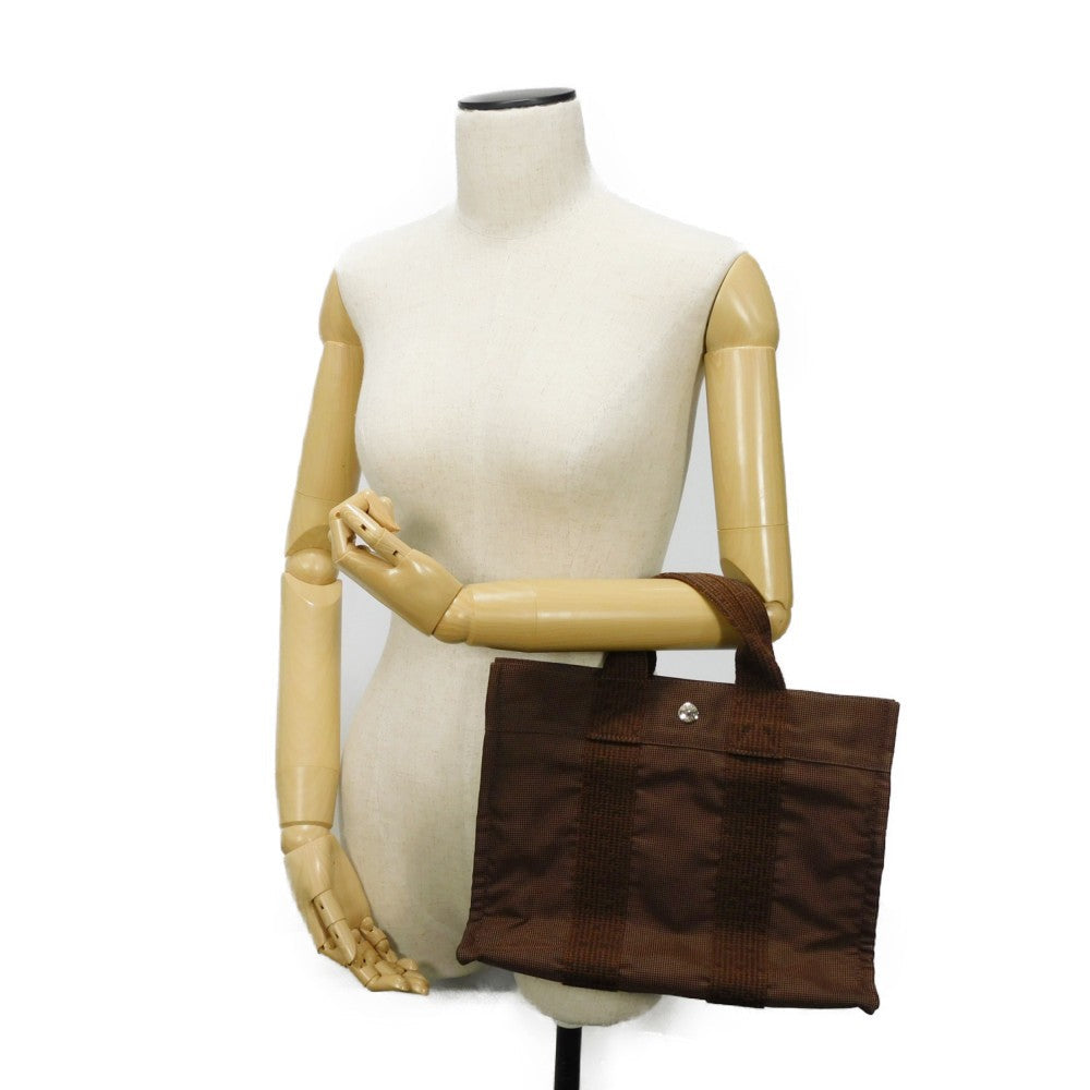 HERMES Tote Bag Nylon canvas (polyamide x polyester) Brown Serie button Her Line PM Tote mens(Unisex)  d