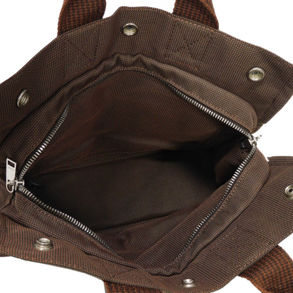 HERMES Tote Bag Nylon canvas (polyamide x polyester) Brown Serie button Her Line PM Tote mens(Unisex)  d