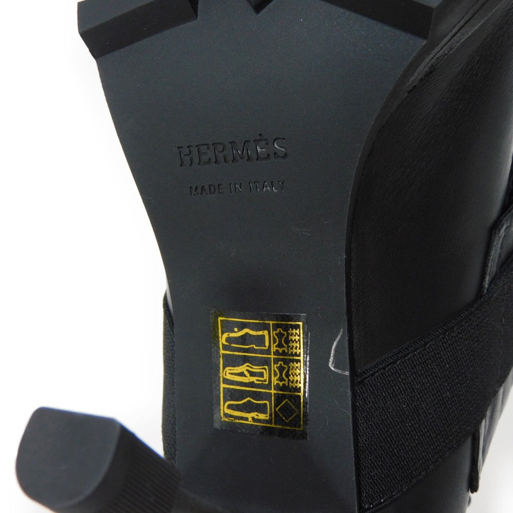 HERMES Booties Goatskin black Gillies Derby Spicy Women 37 1/2  d
