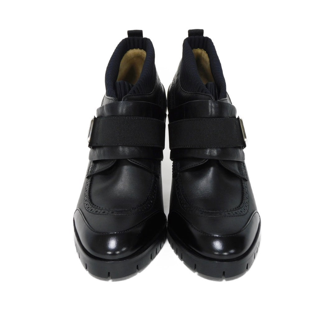 HERMES Booties Goatskin black Gillies Derby Spicy Women 37 1/2  d