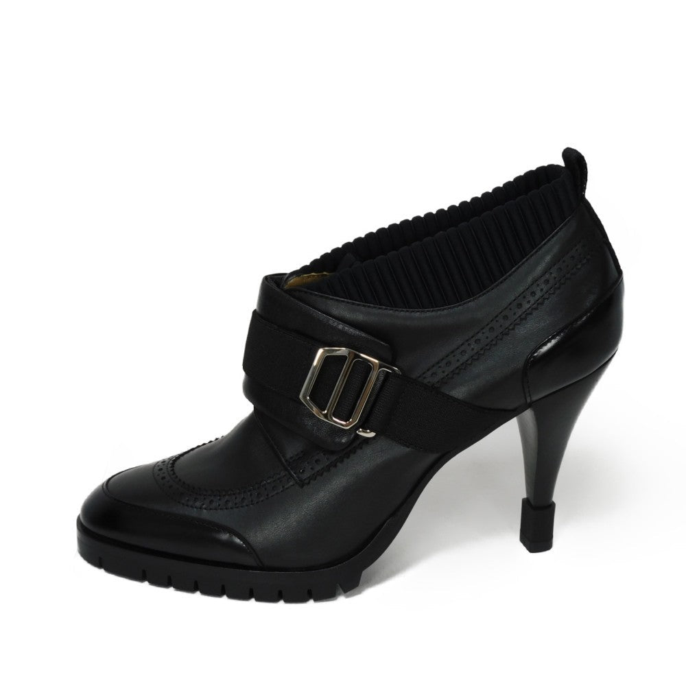 HERMES Booties Goatskin black Gillies Derby Spicy Women 37 1/2  d