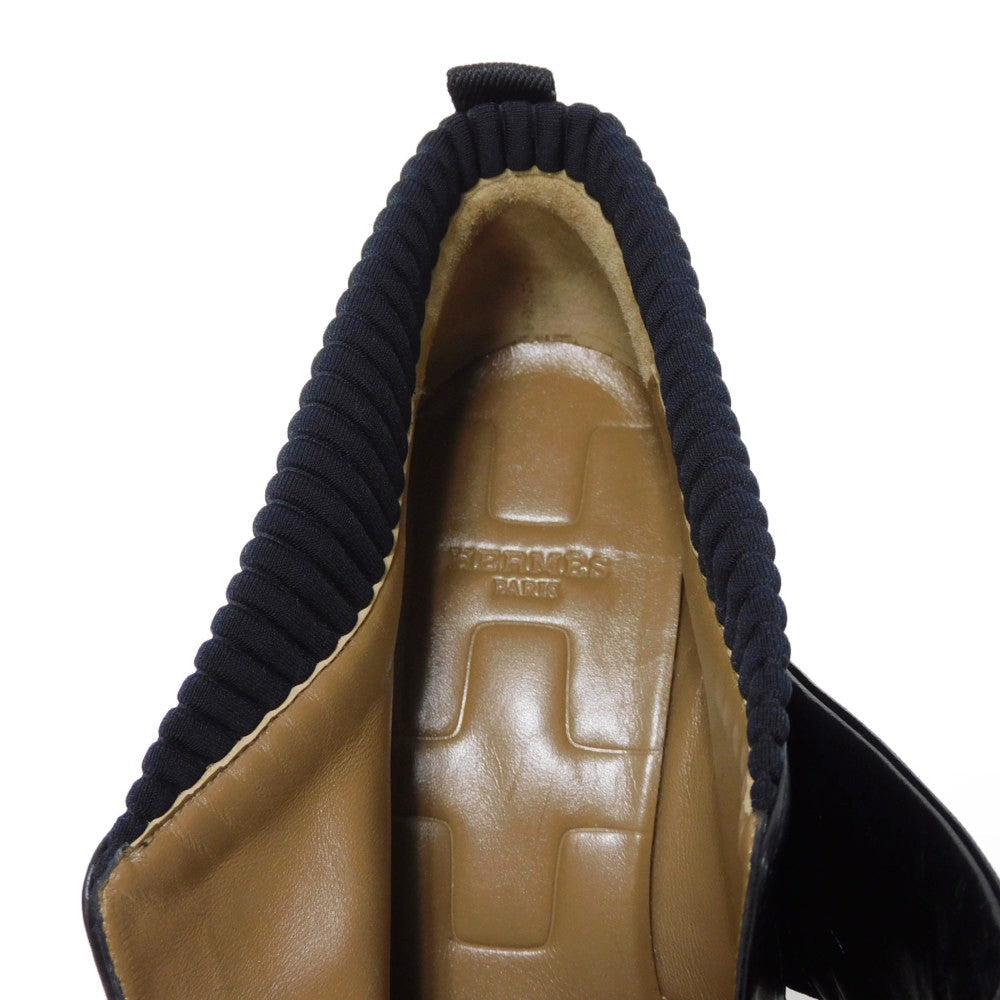 HERMES Booties Goatskin black Gillies Derby Spicy Women 37 1/2  d