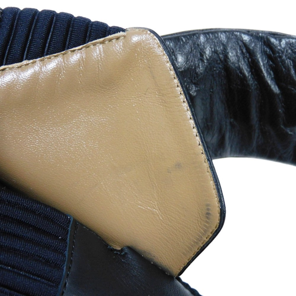 HERMES Booties Goatskin black Gillies Derby Spicy Women 37 1/2  d
