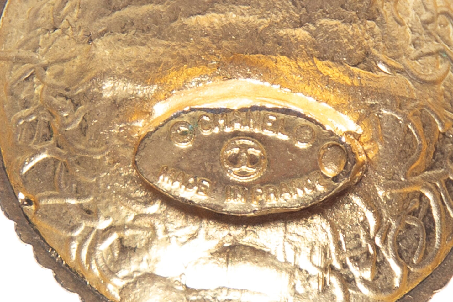 Chanel   Gold Logo Coco Engraved Earrings
