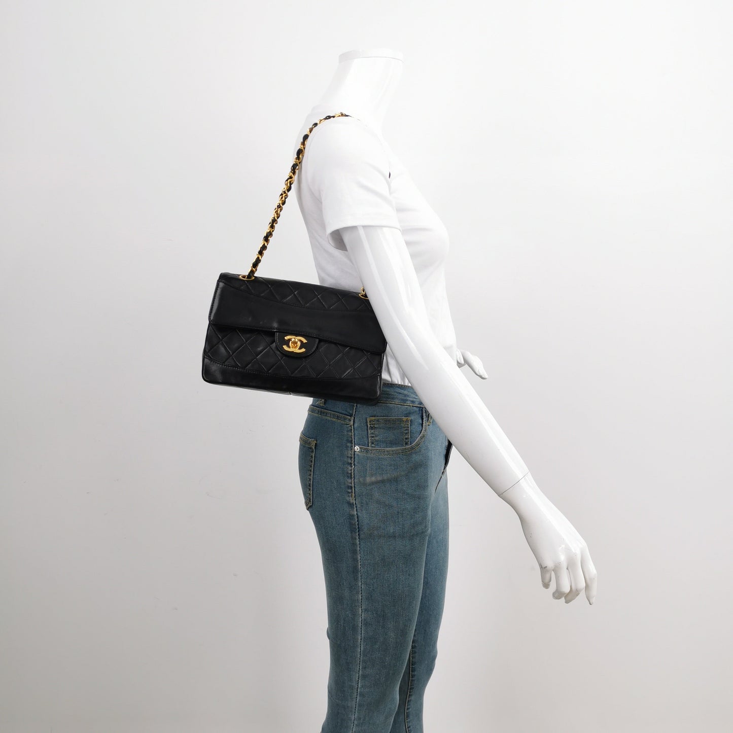 Chanel Classic Flap   1989 Black Lambskin Leather with 24k Gold Hardware