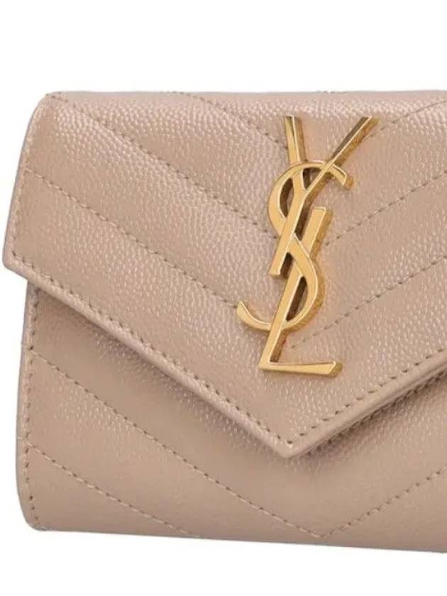 Luxury Saint Laurent Trending 2025 Monogram Envelope Small Half Wallet Dark Beige