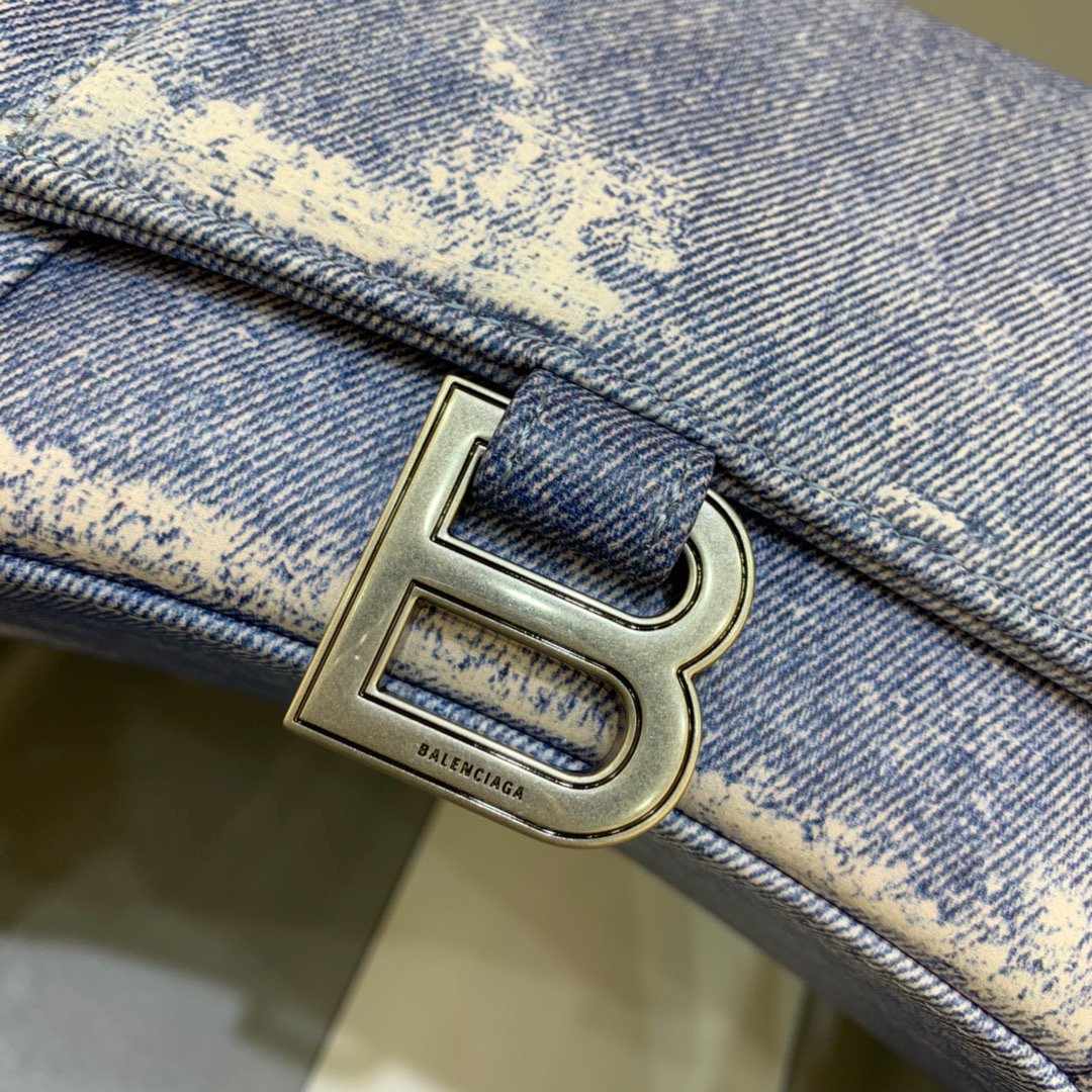 Top Quality Hourglass Small Handbag In Blue Denim Printed, For Women,  Bags 9in/23cm 5935462104W9064