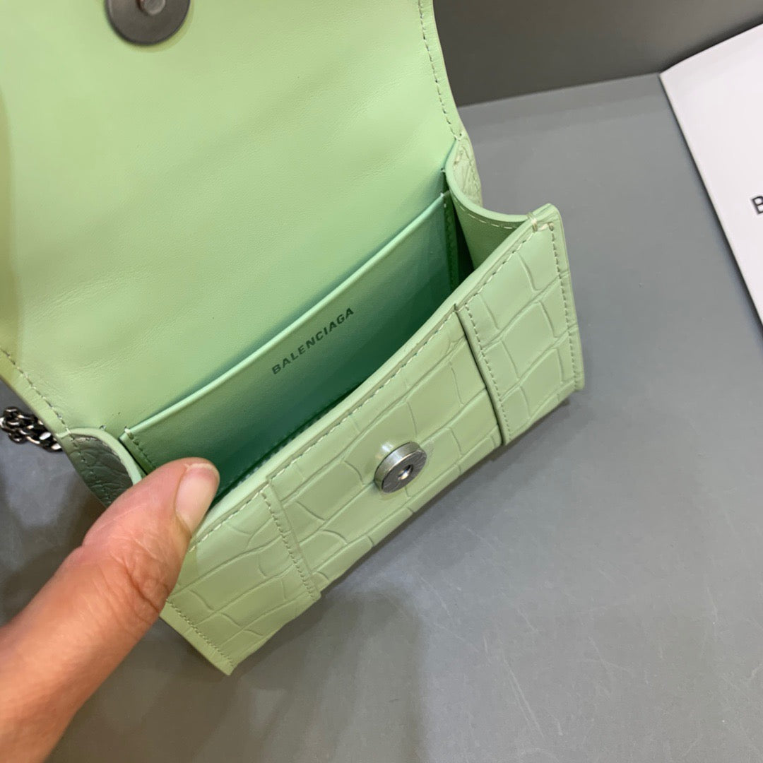 Top Quality Hourglass Mini Handbag With Chain In Light Green, For Women,  Bags 4.7in/12cm