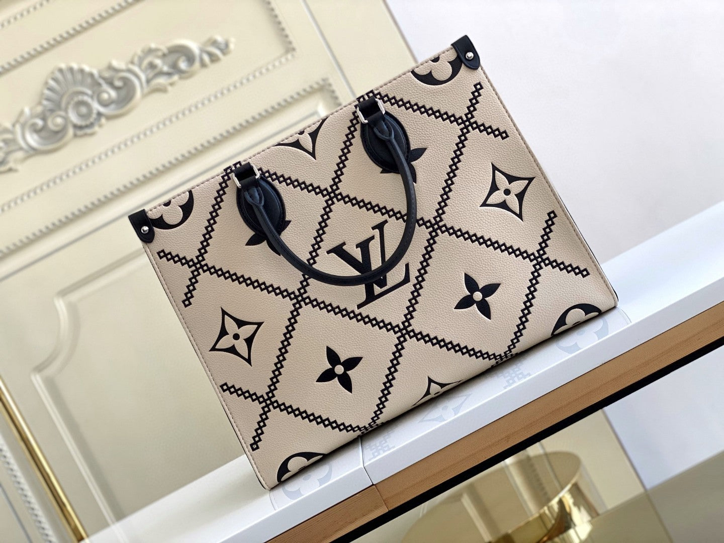 Top Quality Onthego MM Tote Bag Monogram Empreinte Crème Beige For Women, Women Handbags, Shoulder Bags And Crossbody Bags 13.8in/35cm Top Quality M46016