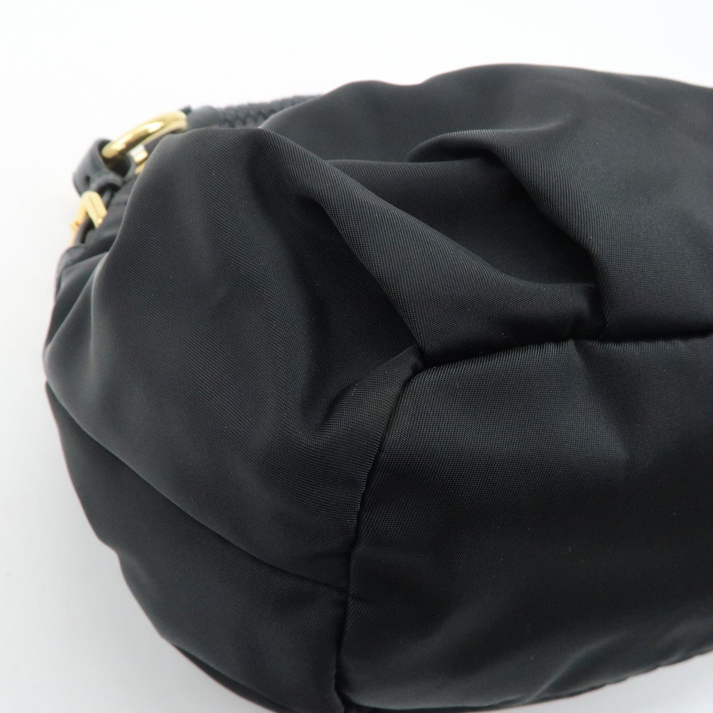 PRADA Nylon Leather Shoulder Bag Black  d