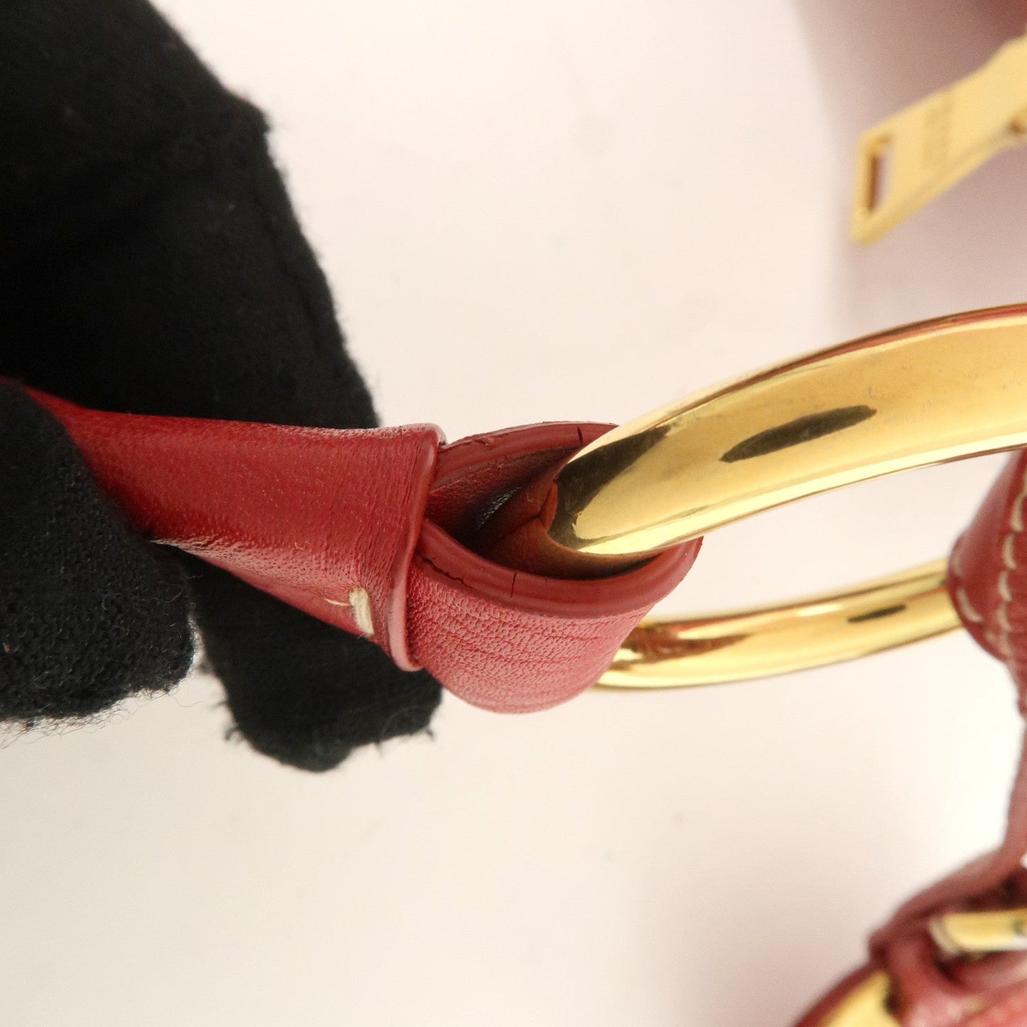 PRADA Logo Leather Shoulder Bag Hand Bag Red BR4373  d