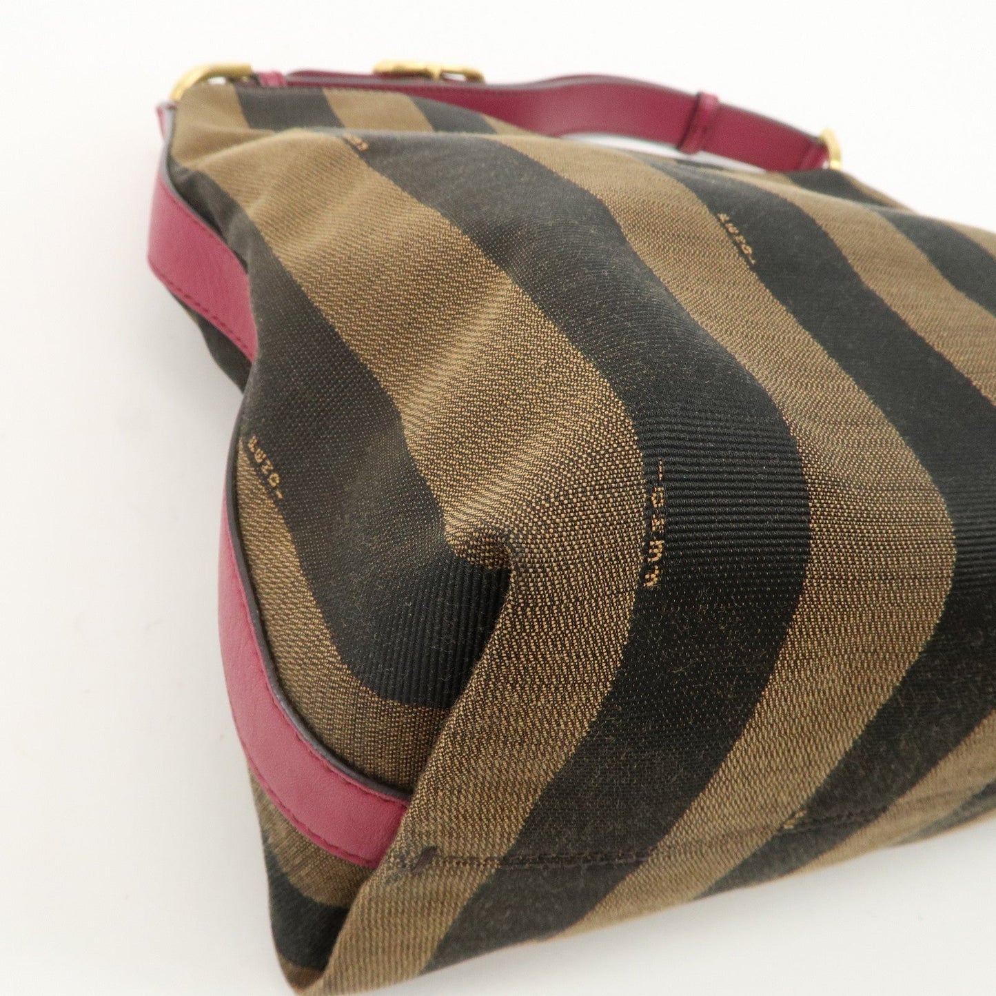 FENDI Pequin Canvas Leather Shoulder Bag Black Brown Pink 8BR669  d