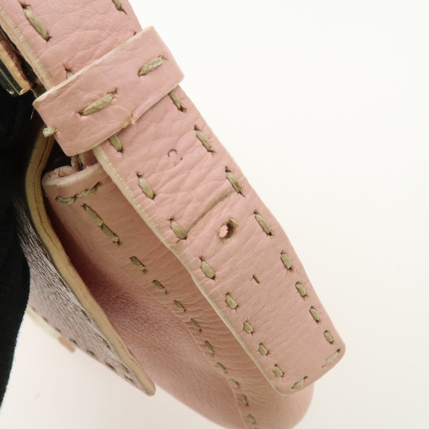 FENDI Selleria Mamma Baguette Leather Shoulder Bag Pink 8BR101  d