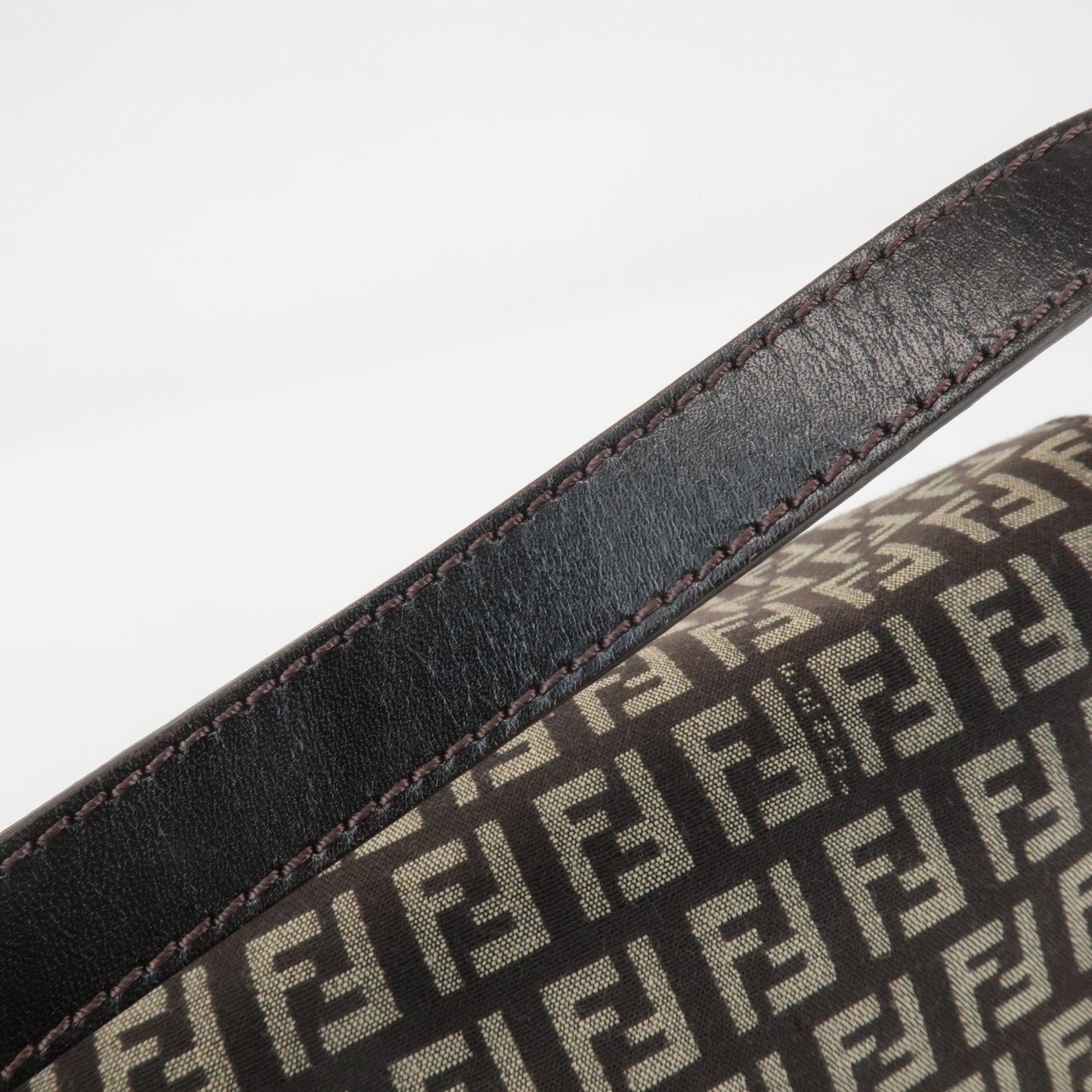 FENDI Mamma Baguette Zucchino Canvas Leather Shoulder Bag 8BR001  d