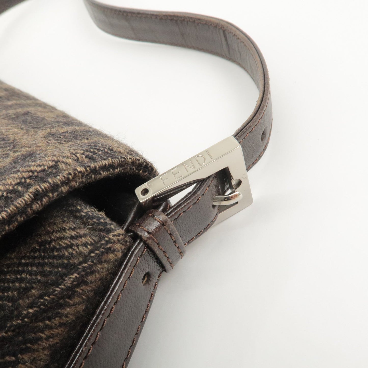 FENDI Mamma Baguette Zucca Wool Leather Shoulder Bag 26325  d