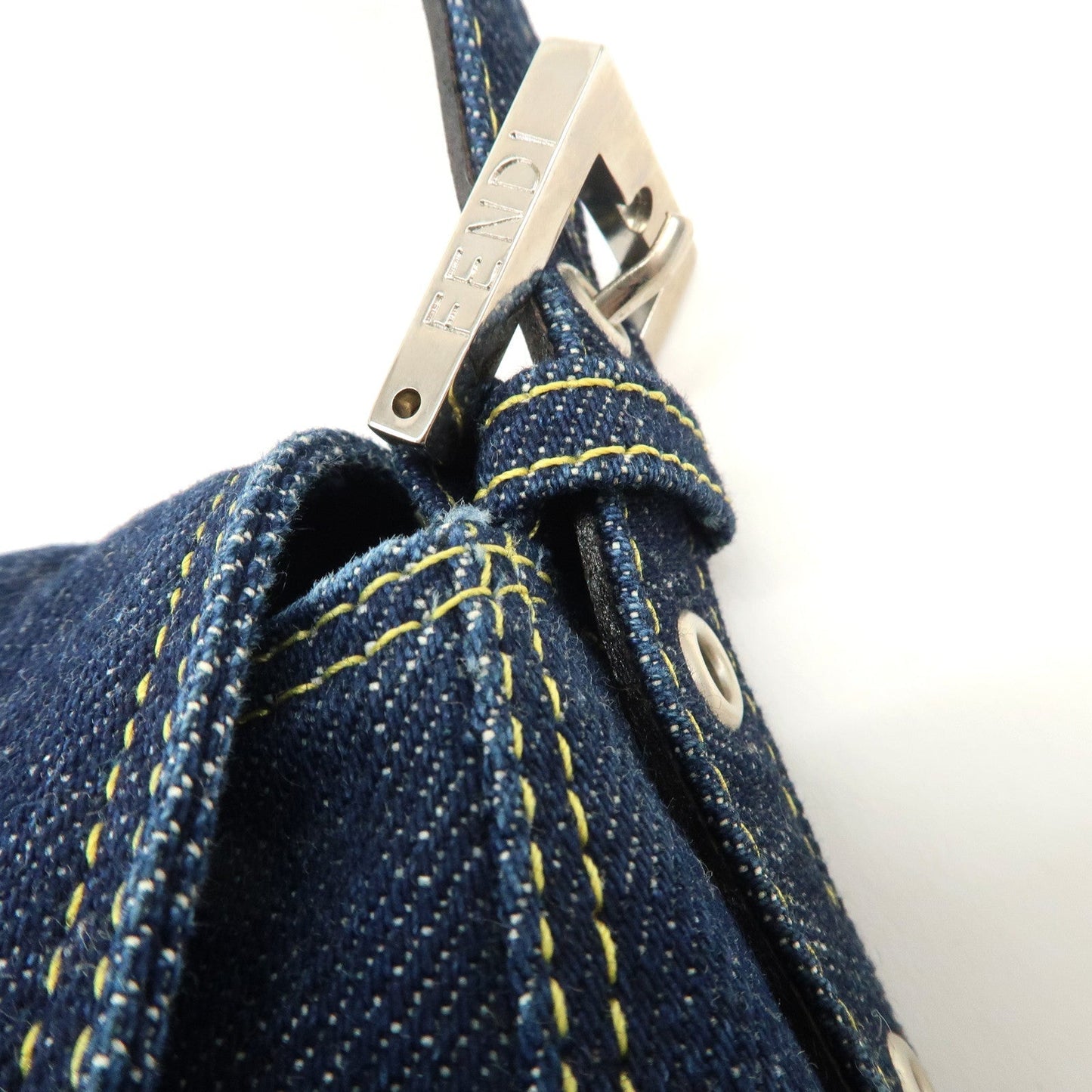FENDI Denim Leather Mamma Baguette Shoulder Bag 26325  d