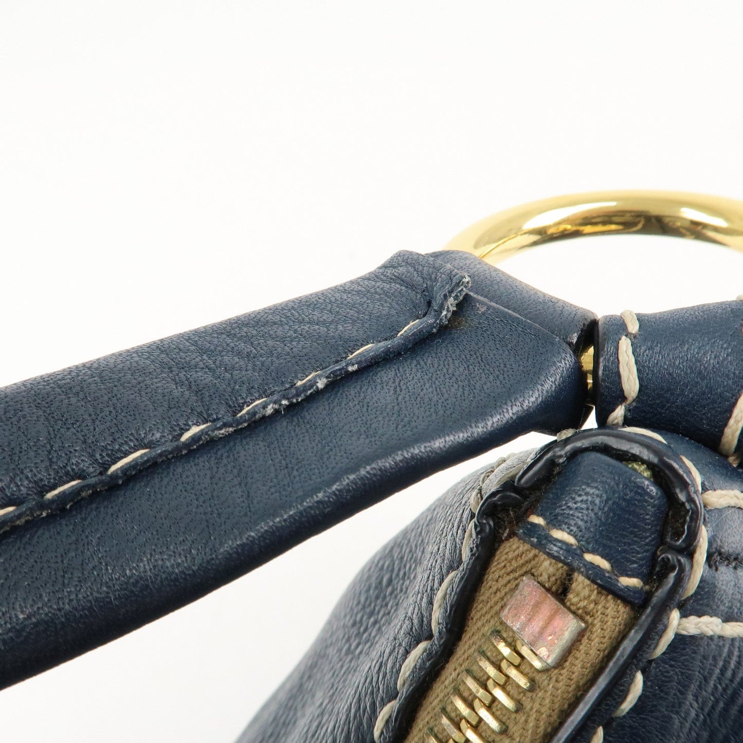 PRADA Soft Calf Leather Shoulder Bag Hand Bag Blue BR4690  d