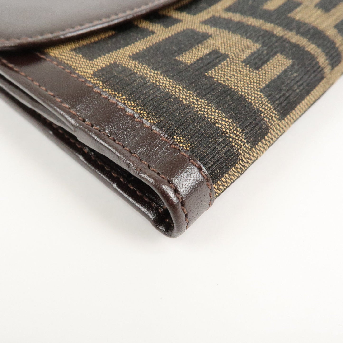 FENDI Zucca Canvas Leather W Hook Bifold Wallet 12671  d