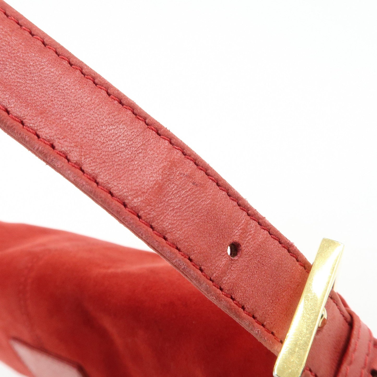 FENDI Mamma Baguette Suede Leather Shoulder Bag Red 26424  d