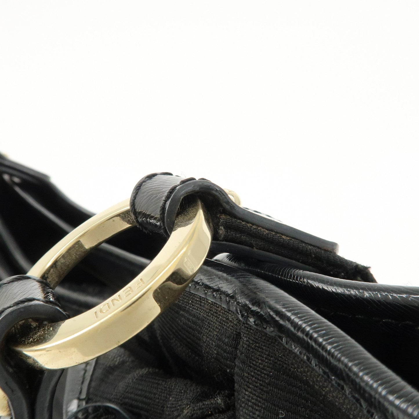 FENDI Zucca Canvas Leather Tote Bag Hand Bag Black 8BH156  d
