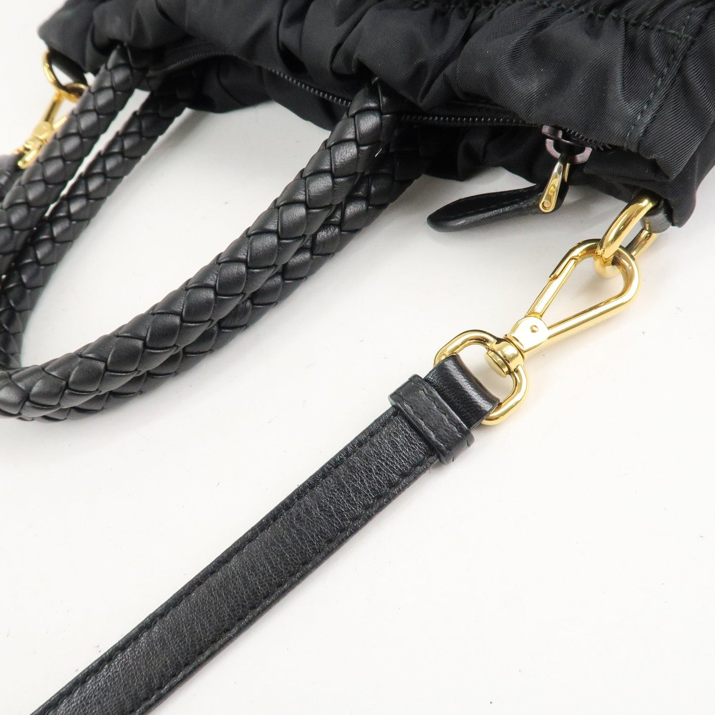 PRADA Nylon Leather Ribbon 2Way Shoulder Bag Black BN1631  d