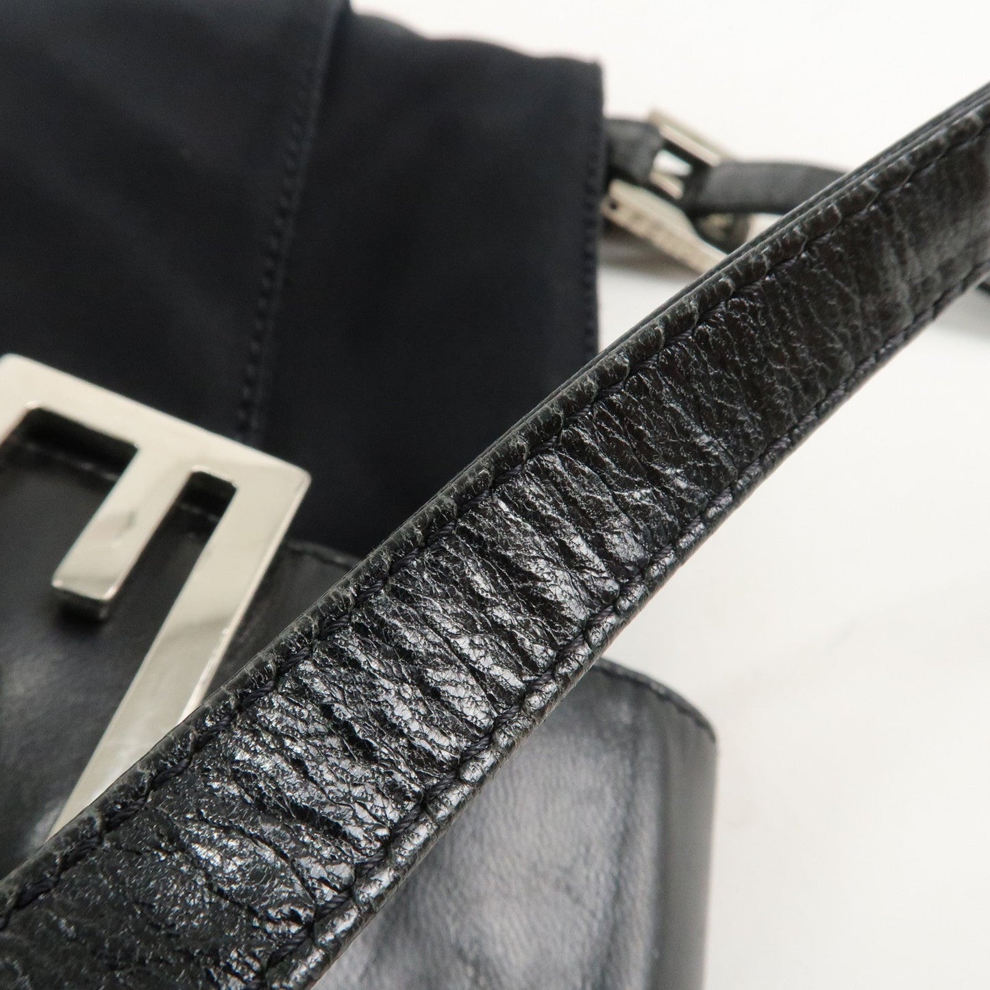 FENDI Polyester Leather Shoulder Bag Black 26727  d