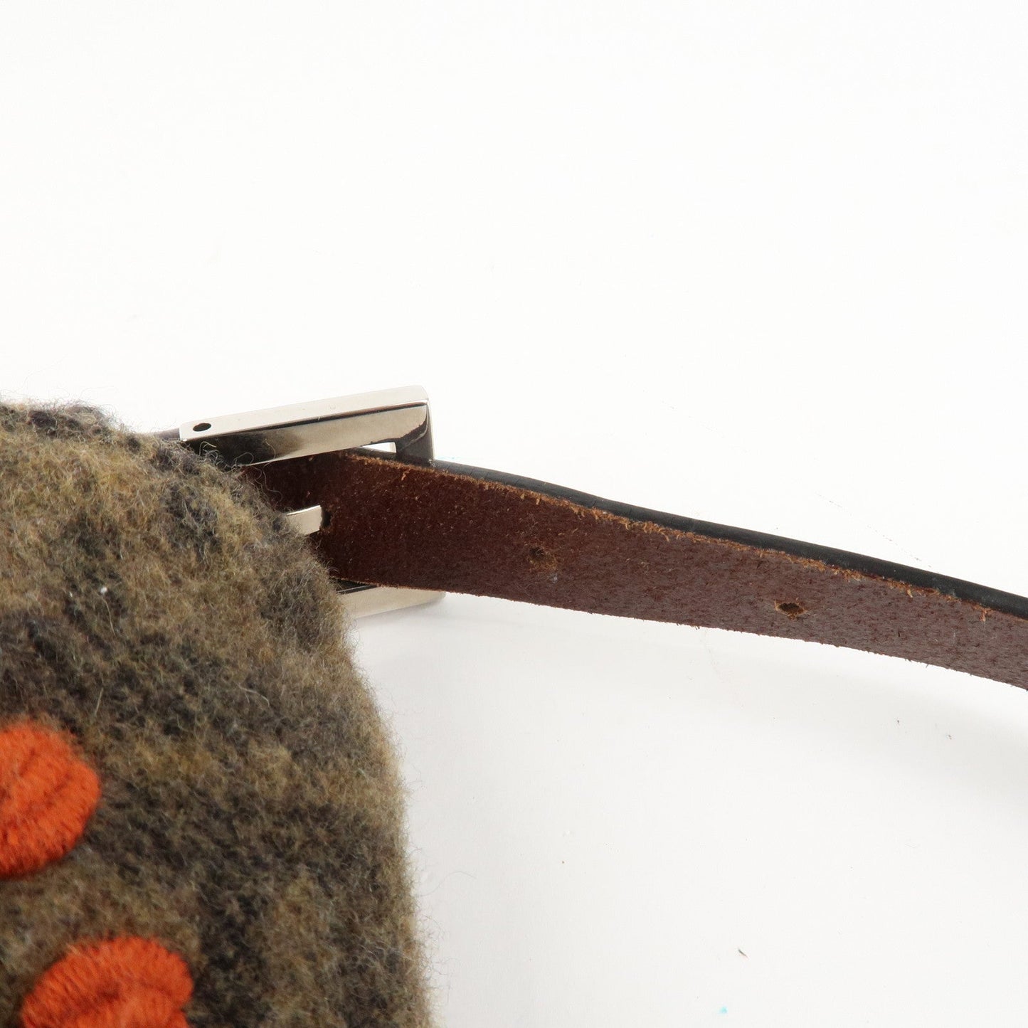 FENDI Mamma Baguette Zucca Wool Leather Shoulder Bag Flower  d