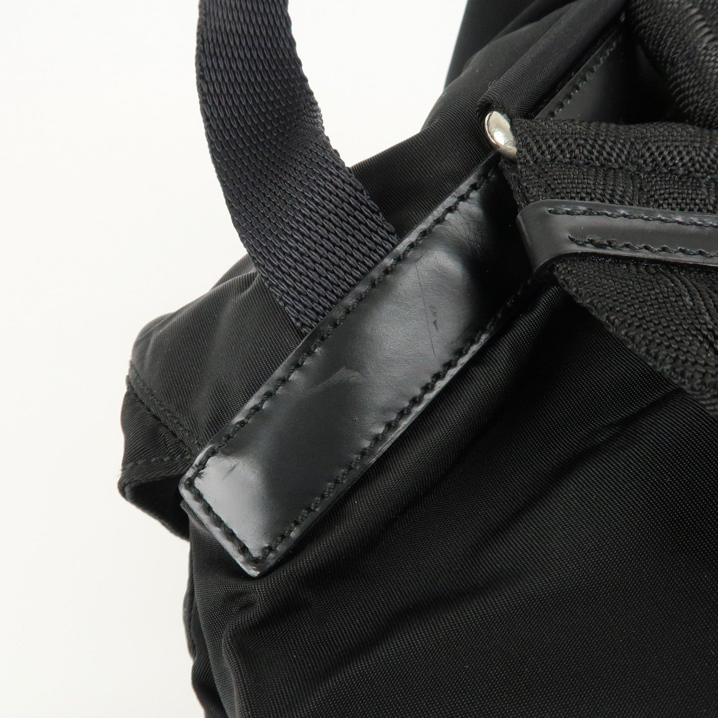 PRADA Triangle Logo Nylon Leather Back Pack Black B5885  d