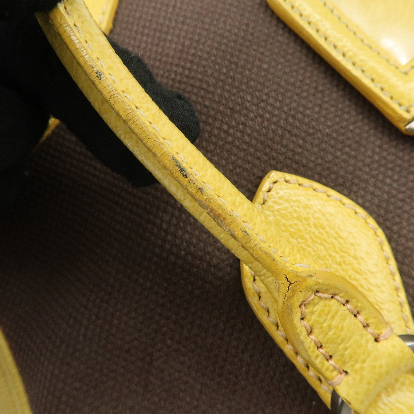PRADA Canvas Leather Shoulder Bag Hand Bag Brown Yellow  d