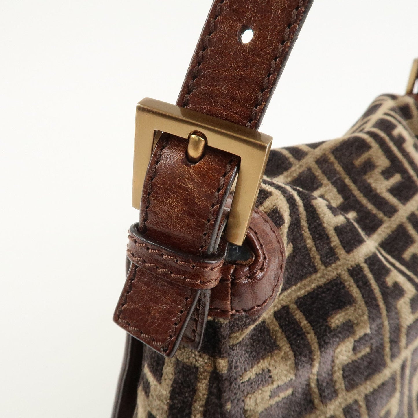 FENDI Mamma Baguette Zucca Pile Leather Shoulder Bag 8BR001  d