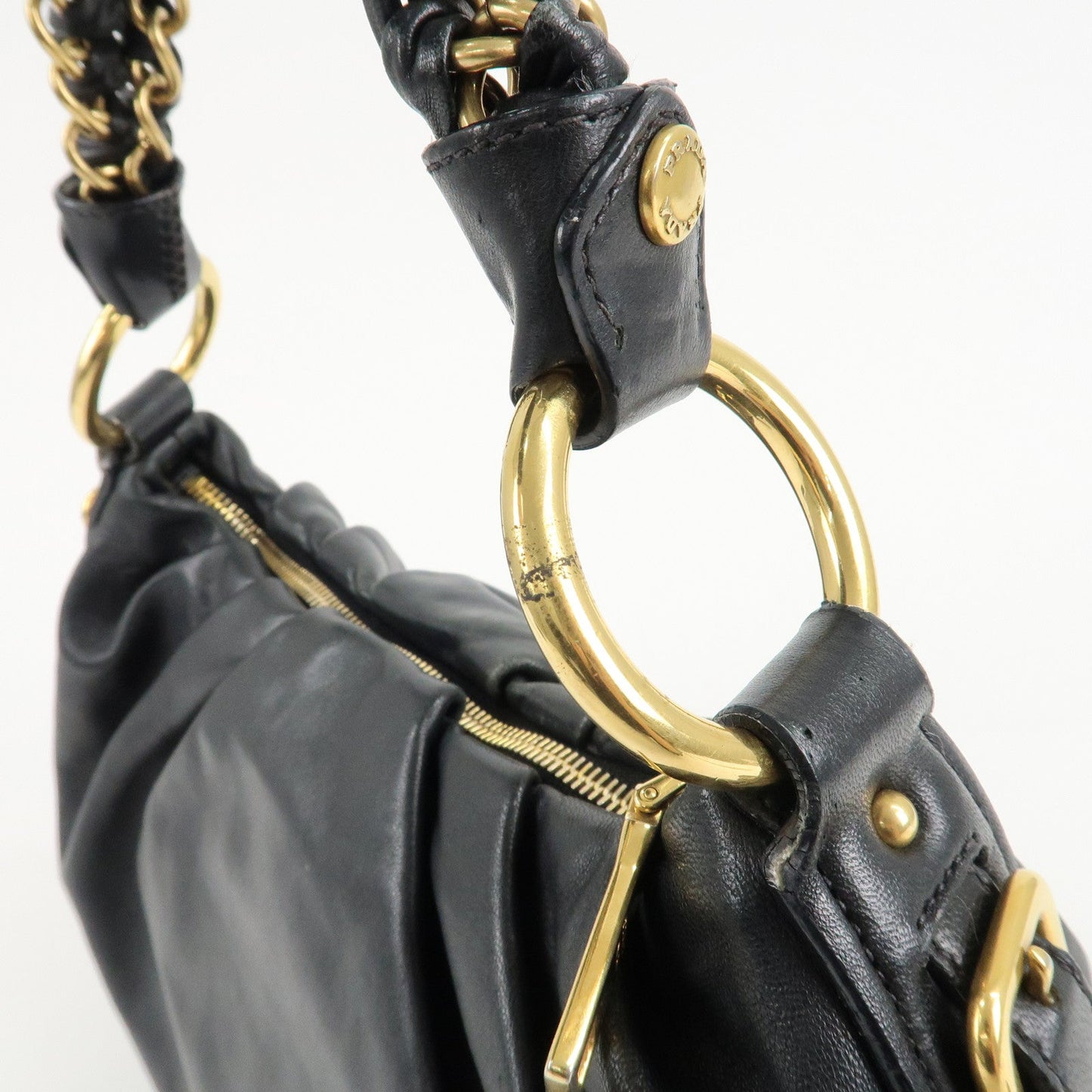 PRADA Leather 2Way Hand Bag Shoulder Bag Black BN2324  d