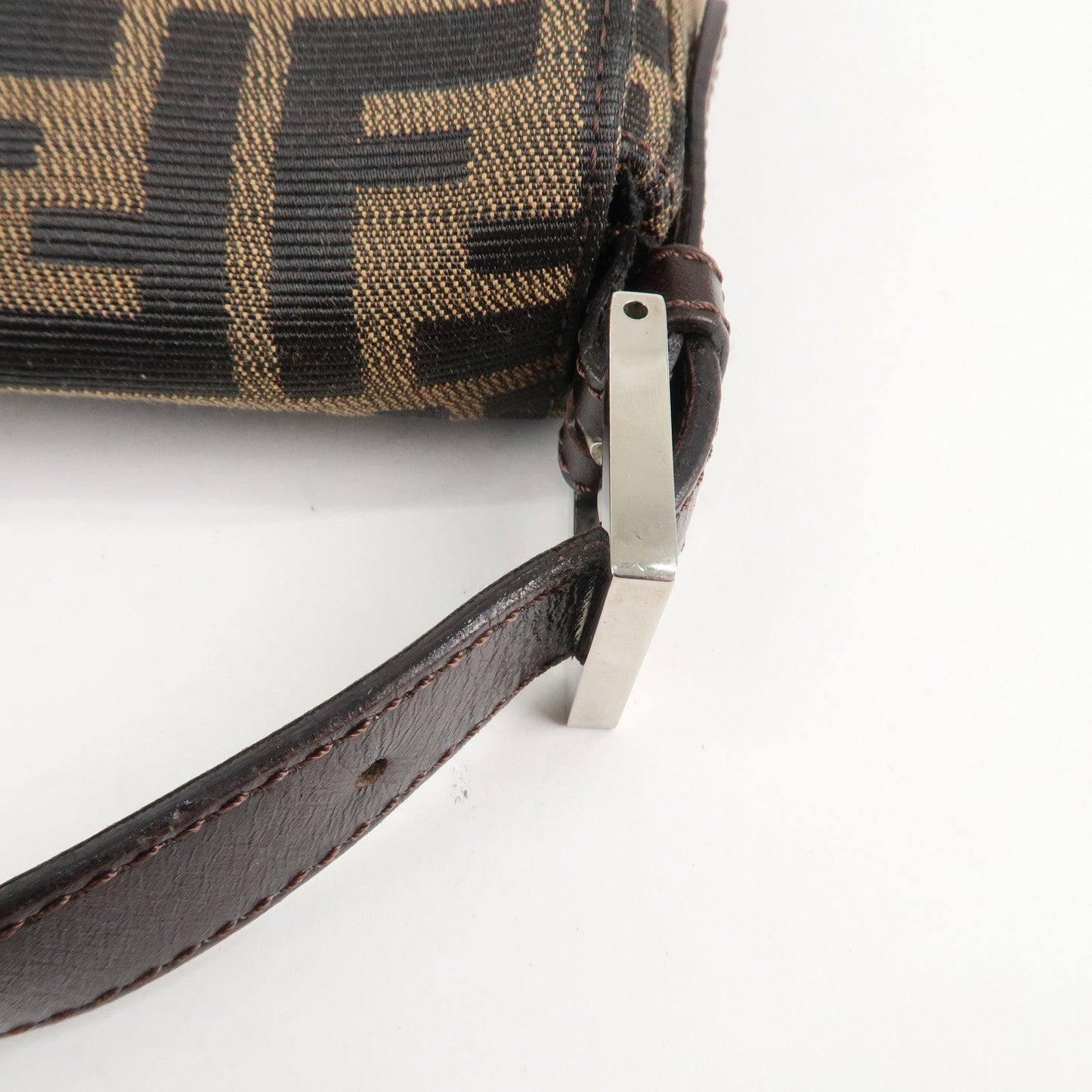 FENDI Mamma Baguette Zucca Canvas Shoulder Bag Brown Black 26424  d