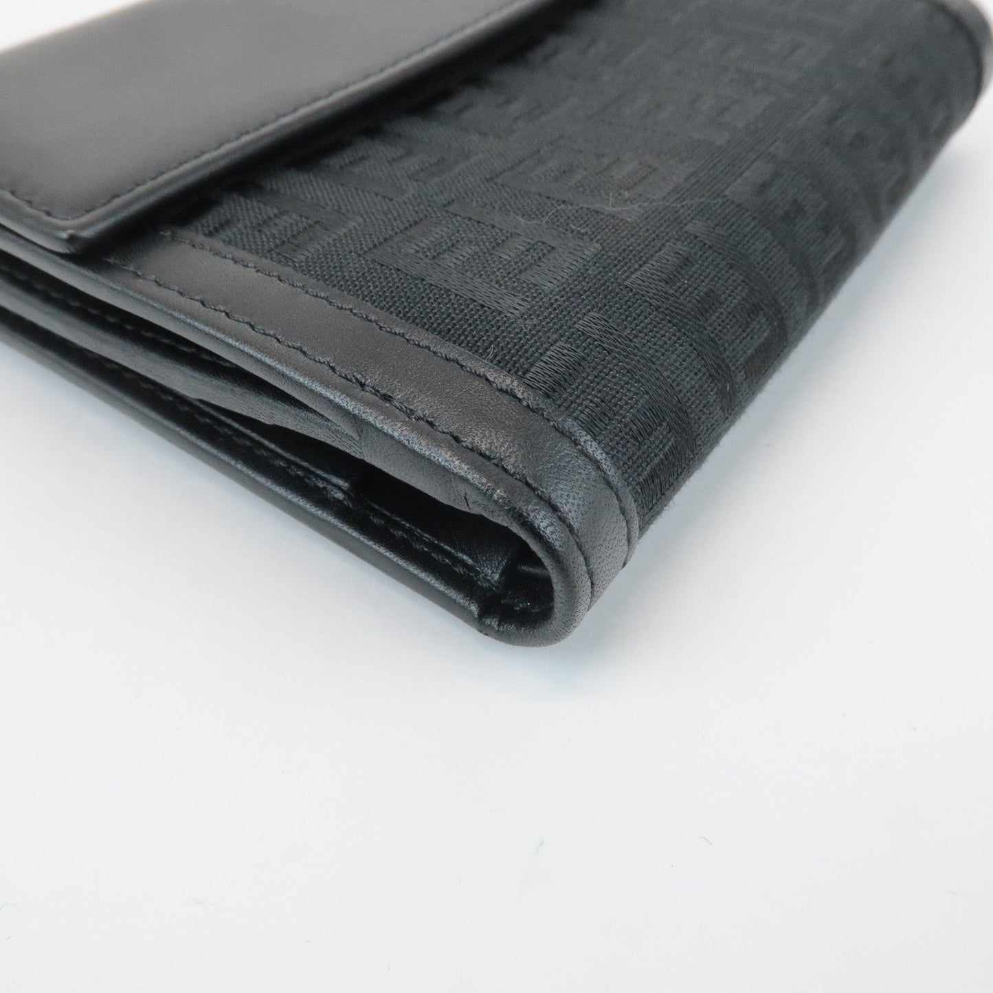FENDI Zucchino Canvas Leather Double Hook Wallet Black 8M0035  d