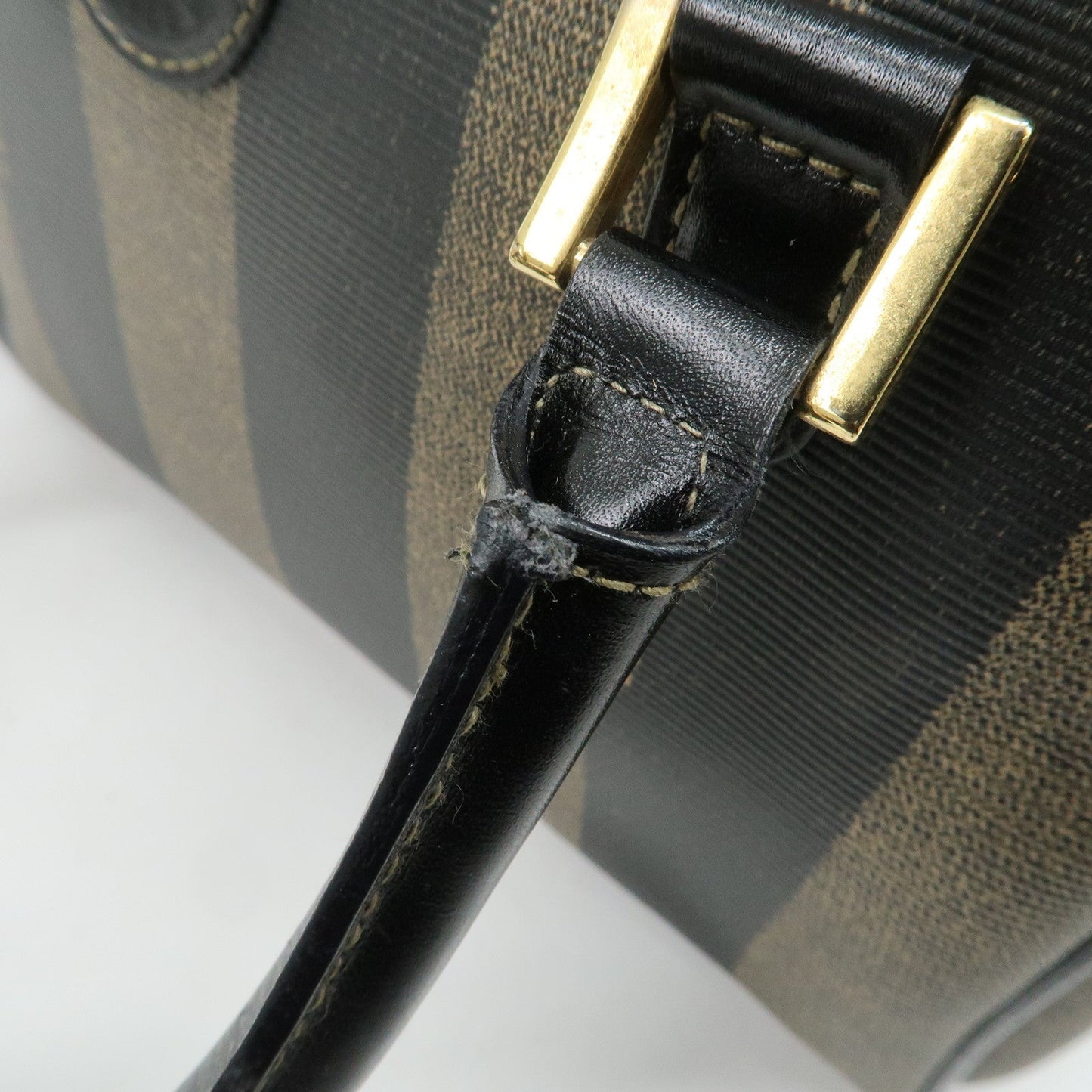 FENDI Pequin PVC Leather 2Way Bag Hand Bag Brown Black  d