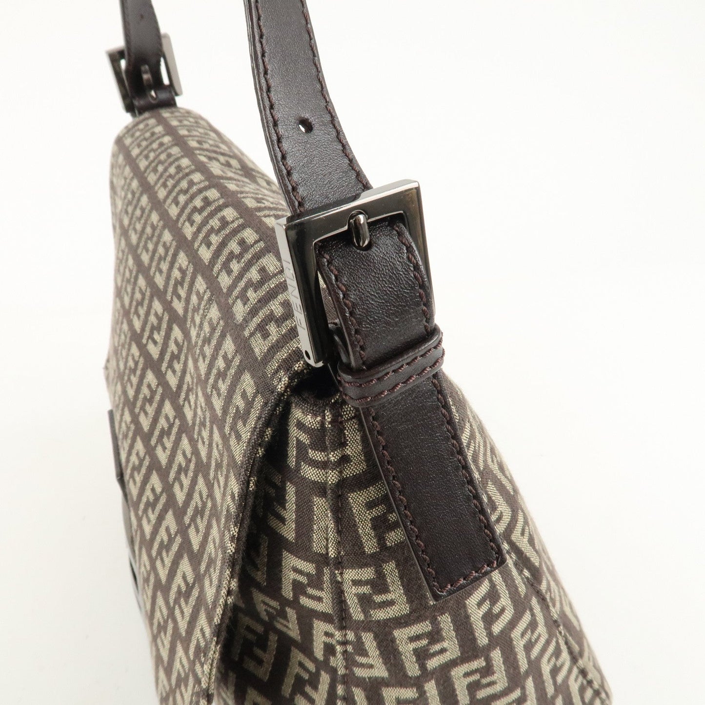FENDI Mamma Bucket Zucchino Canvas Leather Shoulder Bag 8BR001  d