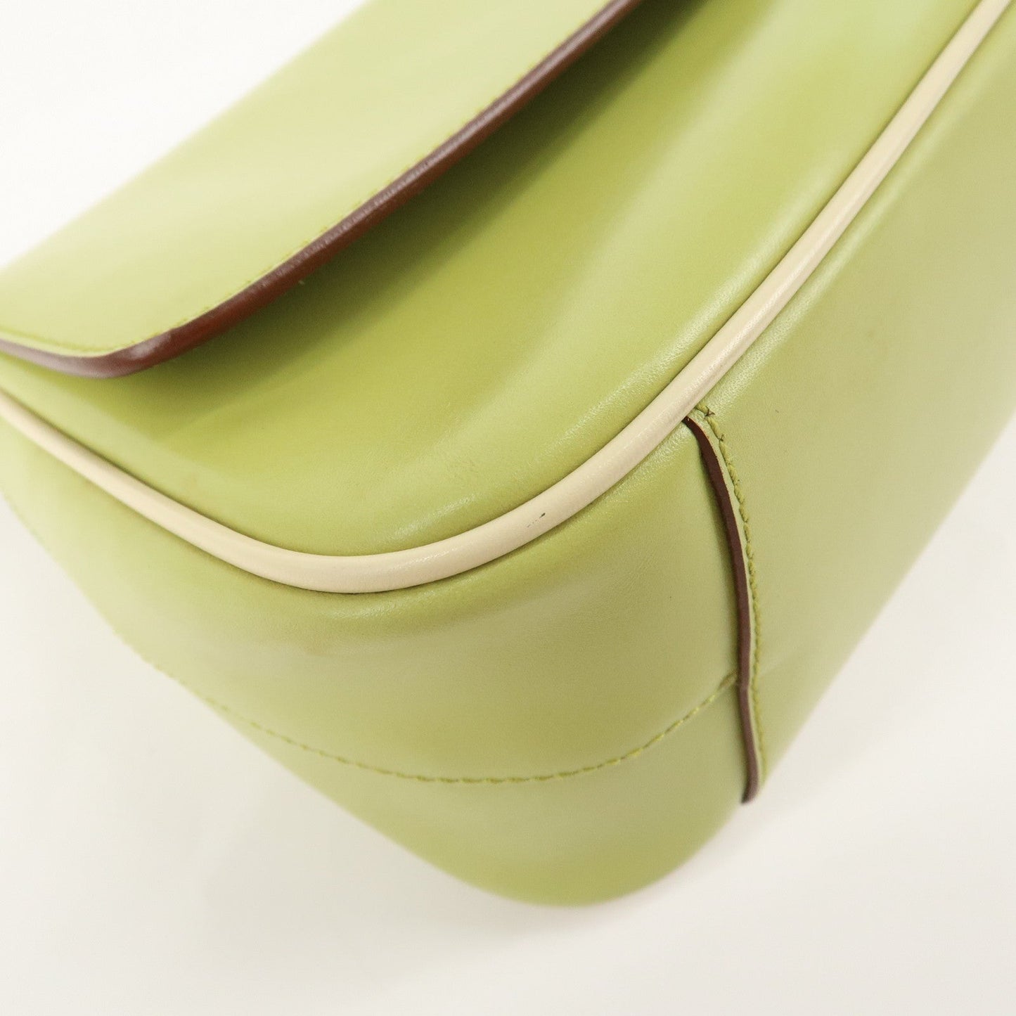 PRADA Leather Shoulder Bag Hand Bag Light Green B10689  d