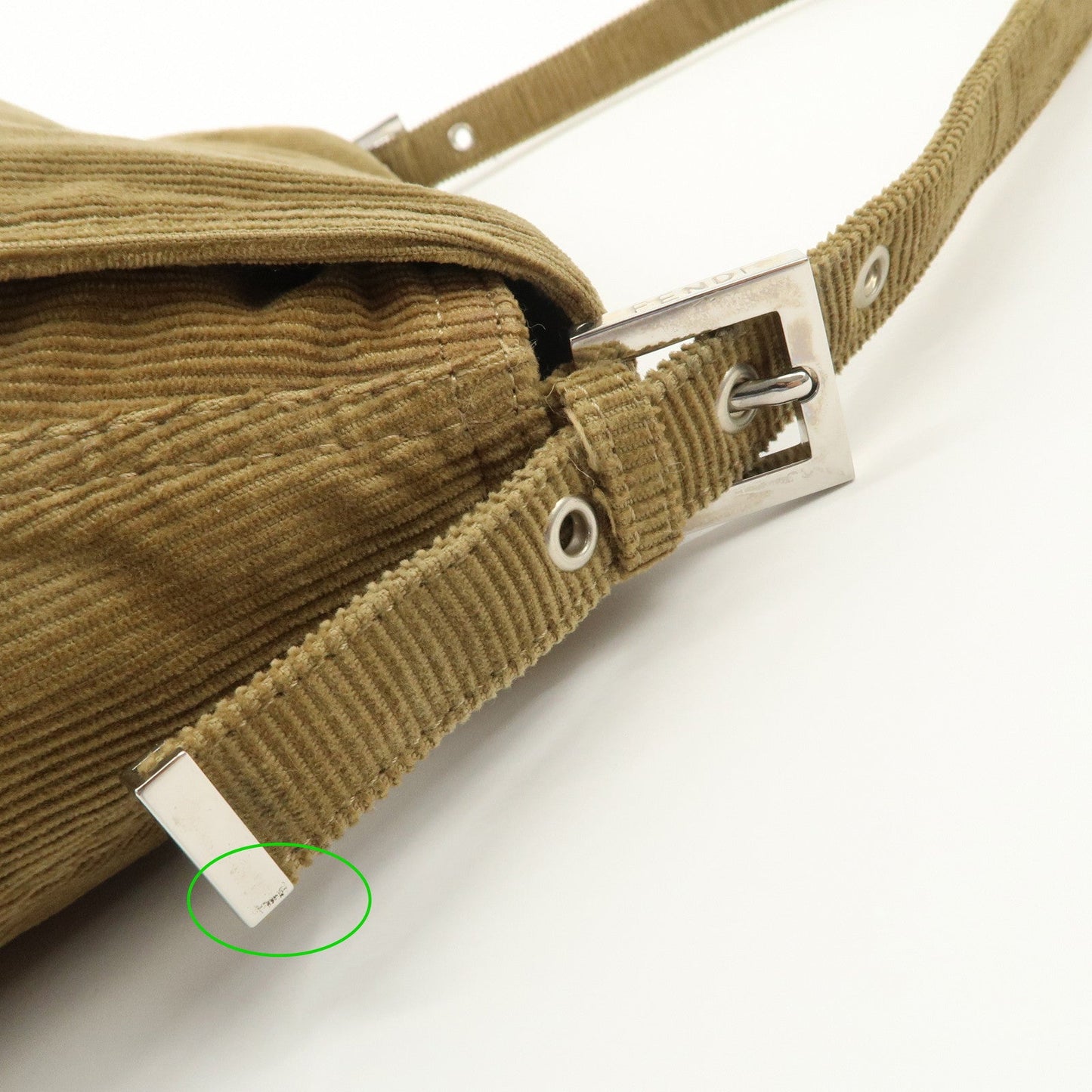 FENDI Mamma Baguette Corduroy Shoulder Bag Khaki 26325  d