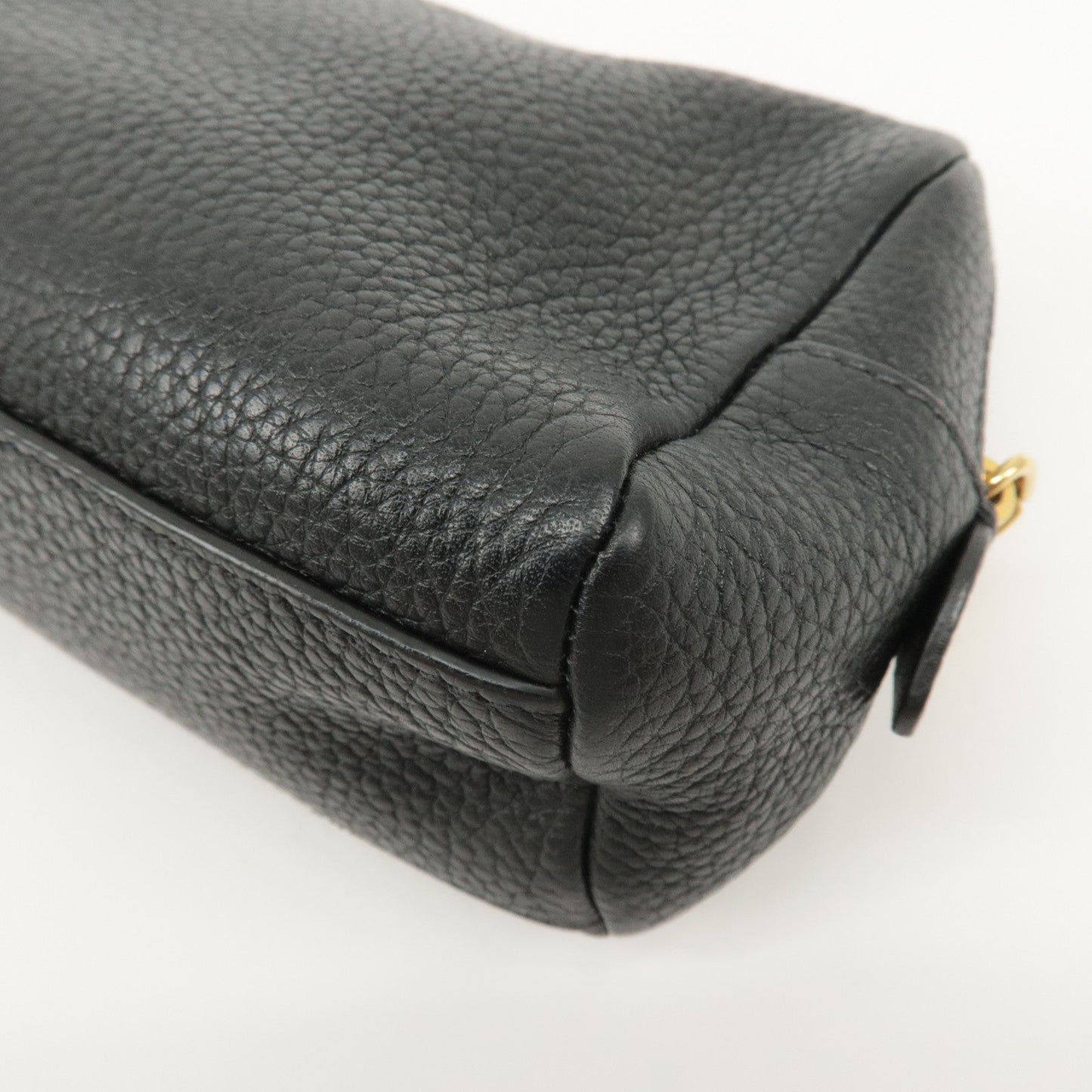PRADA Logo Leather Pouch Cosmetic Pouch Black  d
