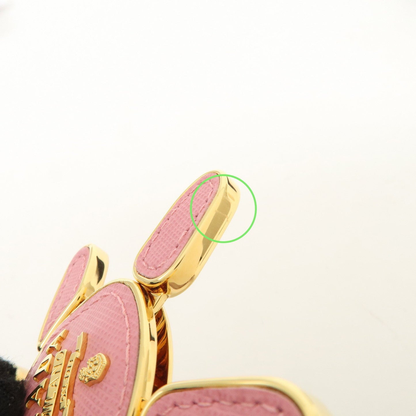 PRADA Saffiano Leather Metal Bear Bag Charm Key Chain Pink  d