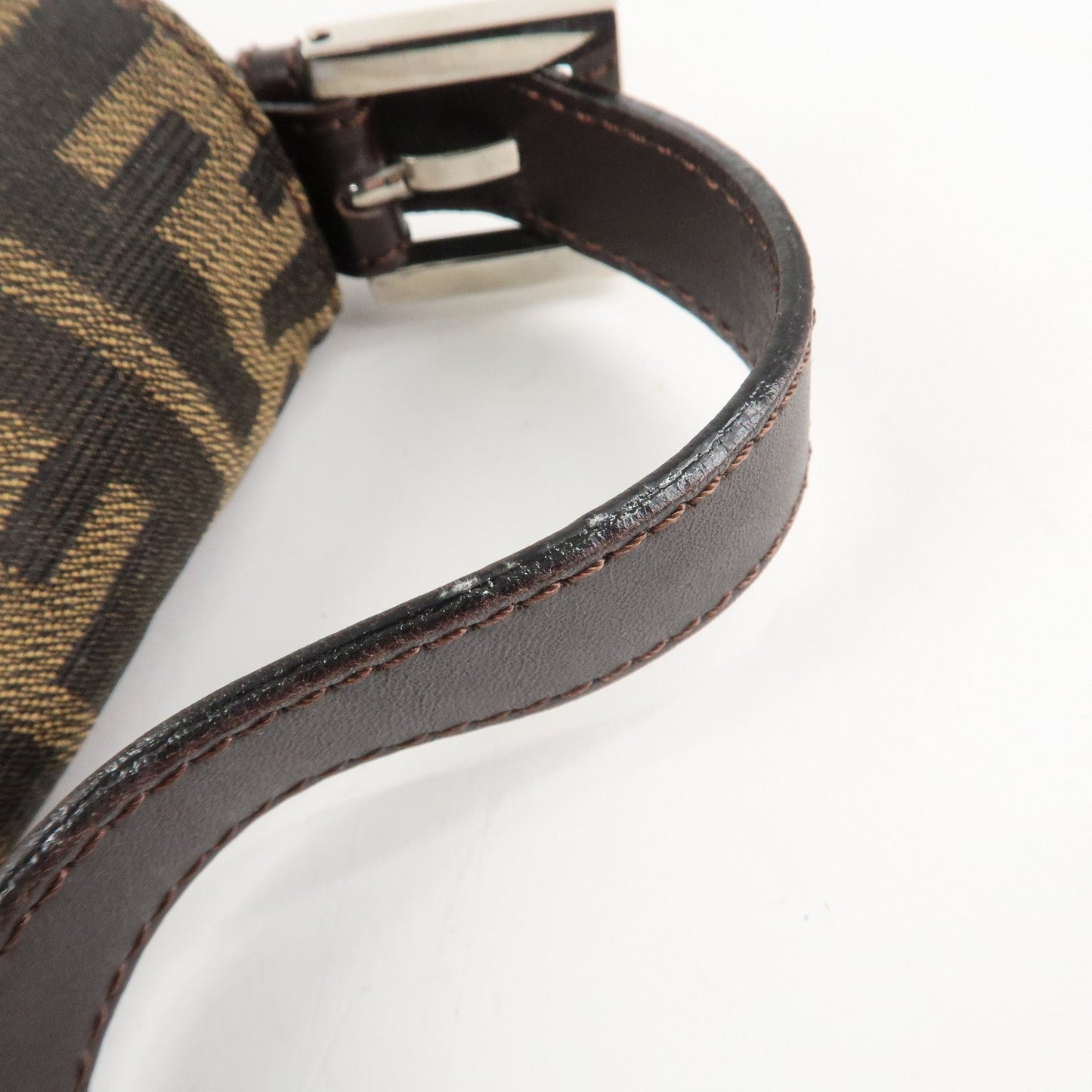 FENDI Mamma Baguette Zucca Canvas Shoulder Bag Brown Black 26424  d