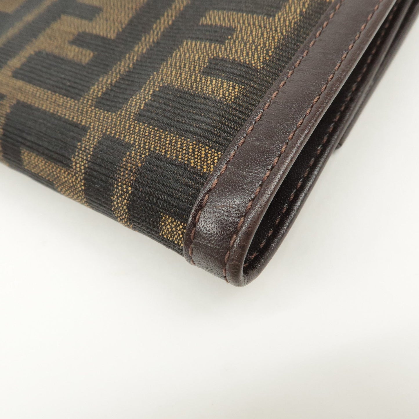 FENDI Zucca Canvas Leather Hook Tri-fold Wallet Brown 30729  d
