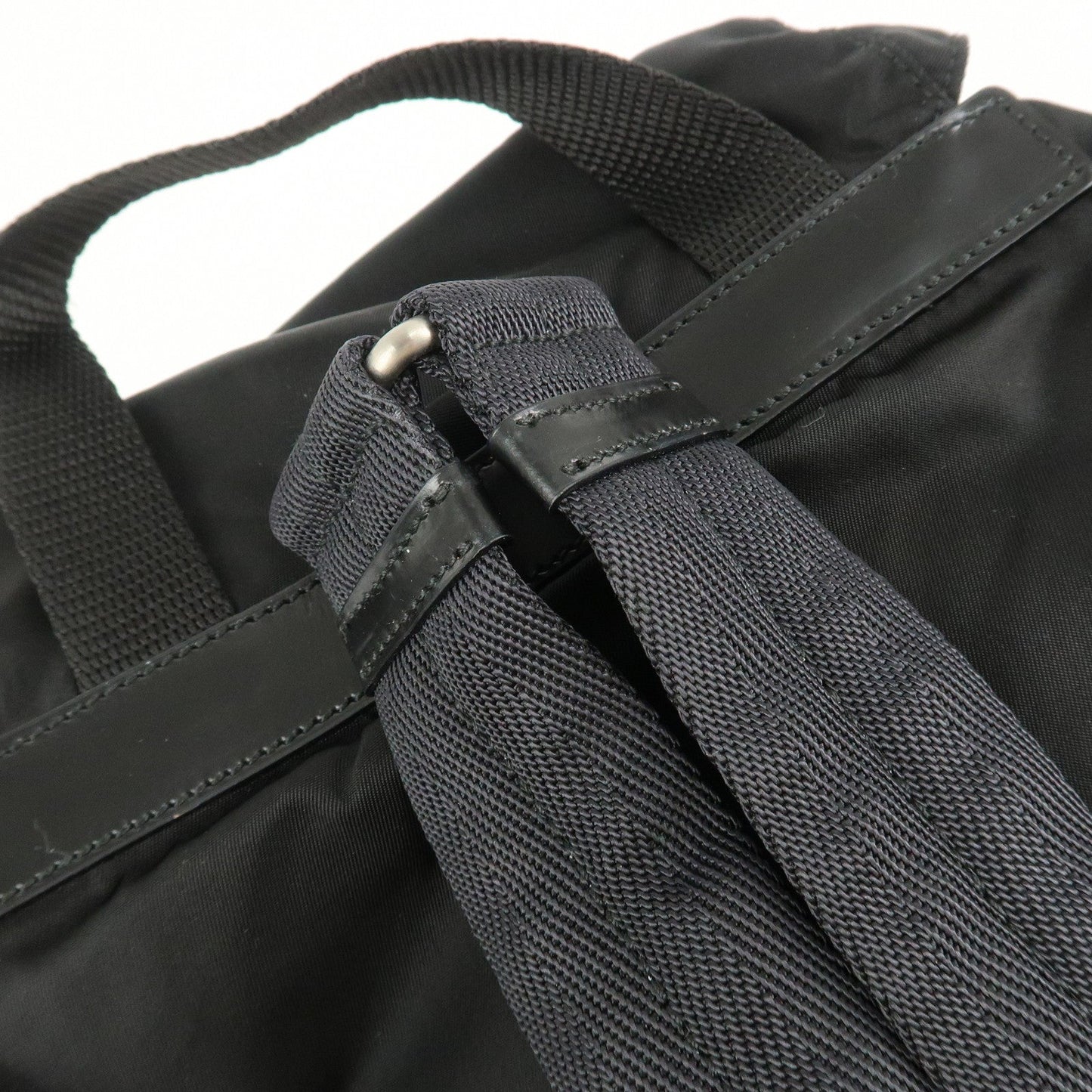 PRADA Triangle Logo Nylon Leather Back Pack Black B5885  d