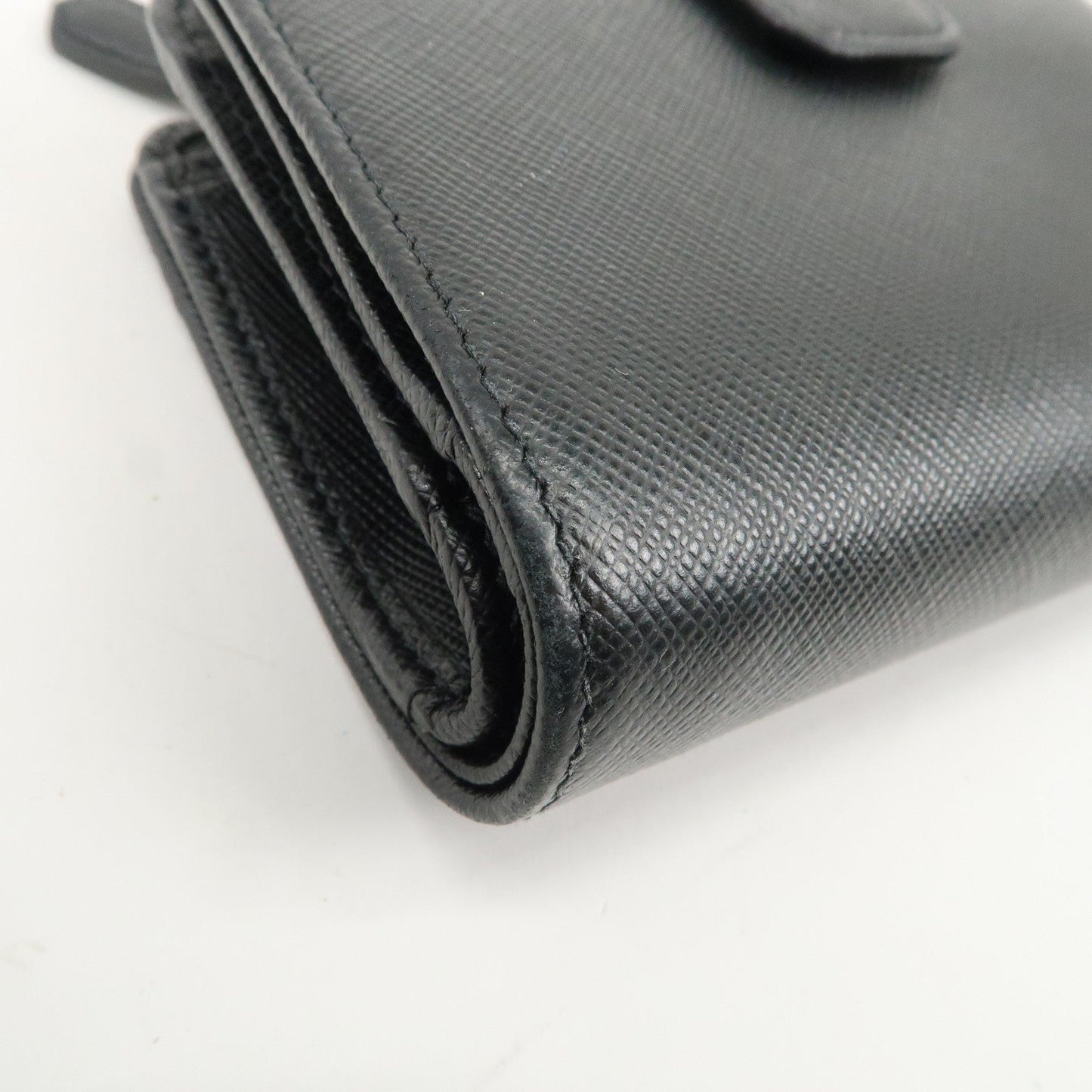 PRADA Saffiano Leather Bi-Fold Wallet Purse Black 1ML225  d