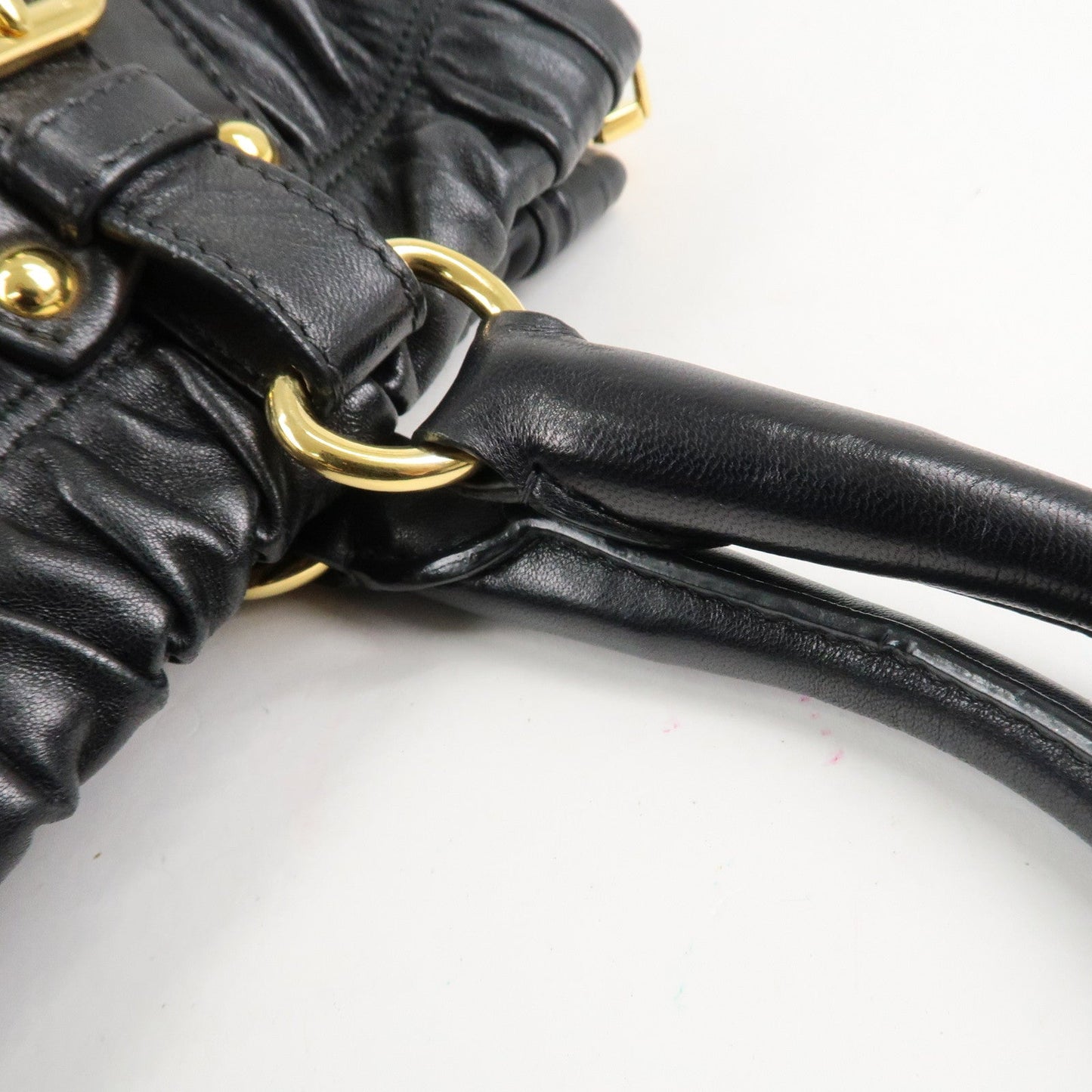 PRADA Leather 2way Bag Hand bag Black Gold Hardware  d