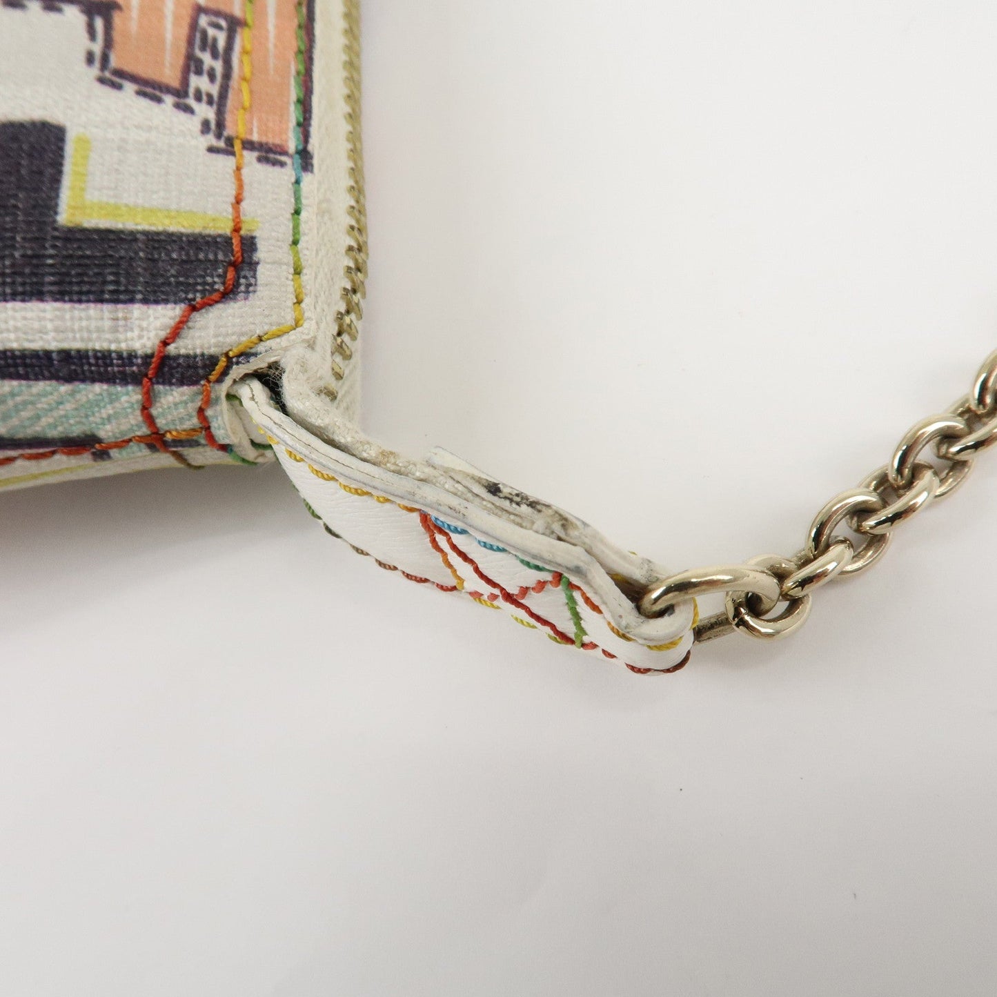 FENDI Zucca PVC Accessory Chain Pouch Multi Color Ivory 8BR592  d