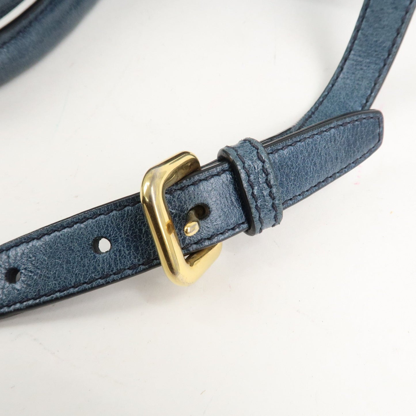 PRADA Leather 2Way Bag Hand Bag Shoulder Bag Blue BN2325  d